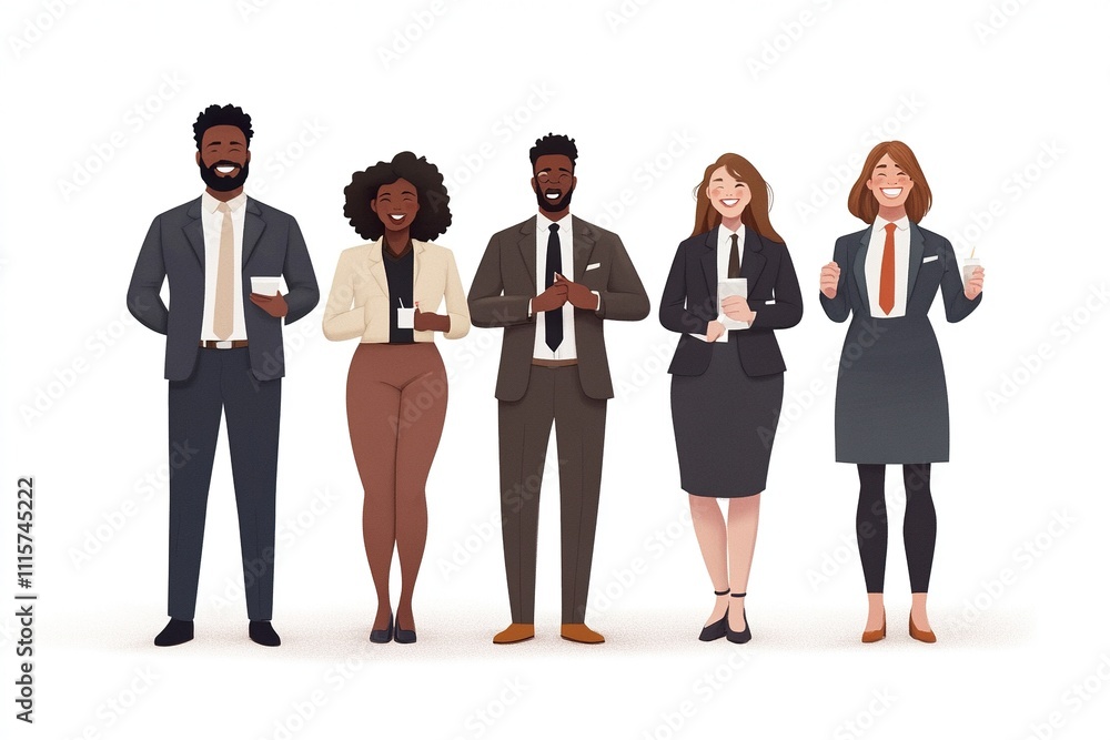 Fototapeta premium illustration of employees of different races celebrating. Employee appreciation day.