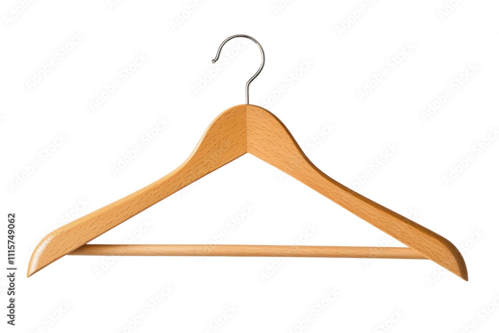 Wooden hanger on display for clothing organization in a minimalist space Wooden hanger on display for clothing organization in a minimalist space