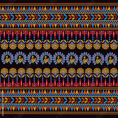 seamless Kutch embroidery pattern, suitable for home decor and textile design pattern