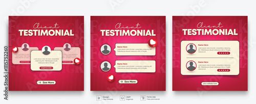 Minimalist client testimonial template design. Customer or client service feedback review post design template