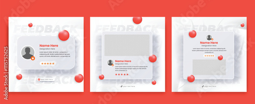 Minimalist client testimonial template design. Customer or client service feedback review post design template
