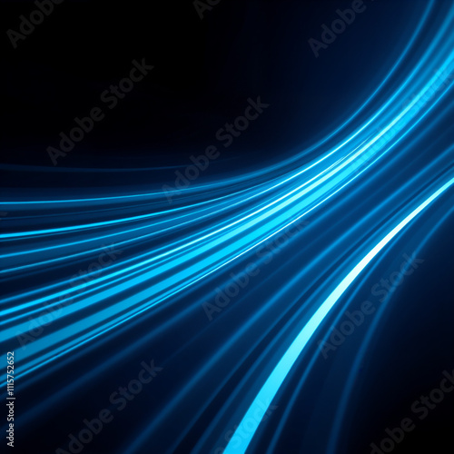 Flowing Blue Light Trails on Dark Background