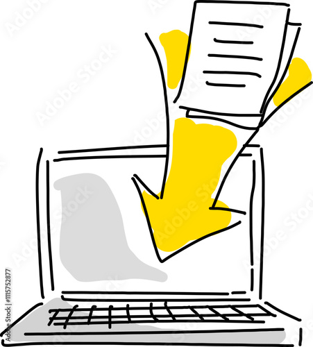 DX/デジタル化/データ化のイメージのPC手描き線画