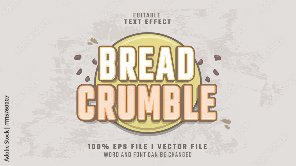 Obraz premium editable 3d bread crumble bold text effect.typhography logo