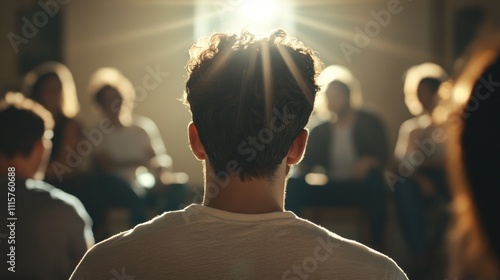 Wallpaper Mural Man listening to a group of people in a circle. Torontodigital.ca