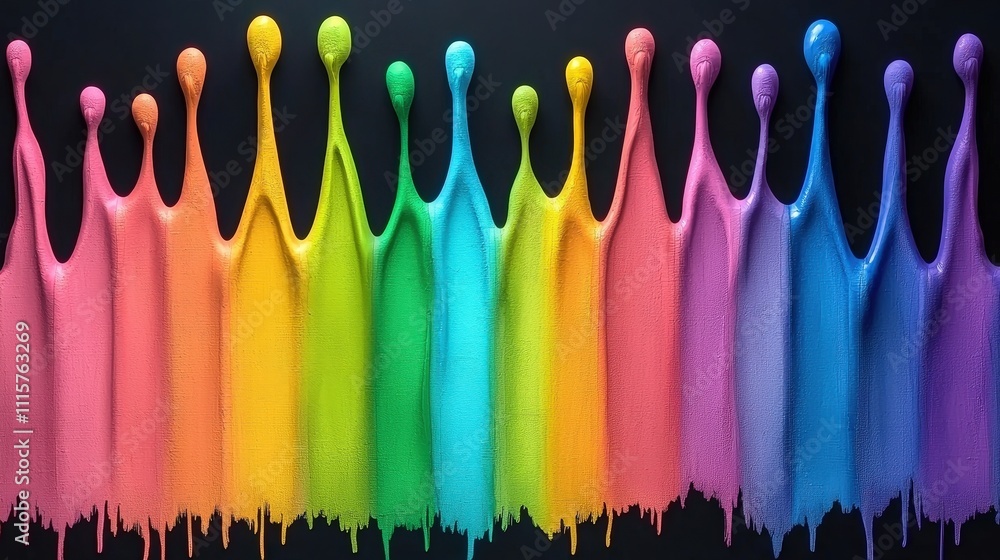 Fototapeta premium Rainbow Paint Drips Colorful Abstract Art Texture Background