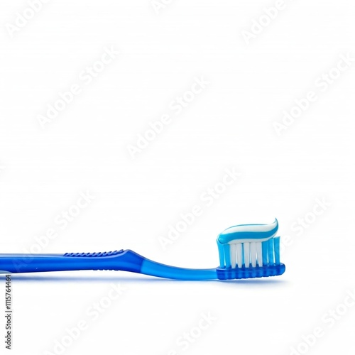 Blue toothbrush with toothpaste - Generative A.I