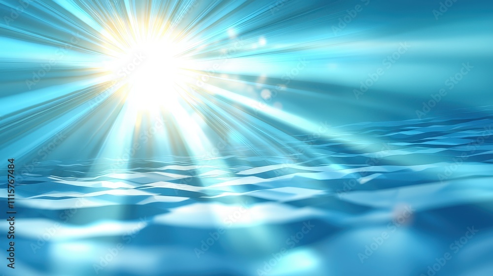 Fototapeta premium Serene Ocean Sunlight Abstract Blue Water Rays Tranquility