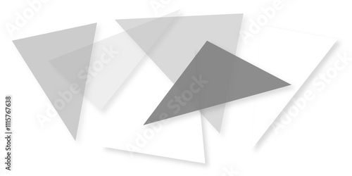 Abstract white color 3d shape. White triage background. White origami plane 