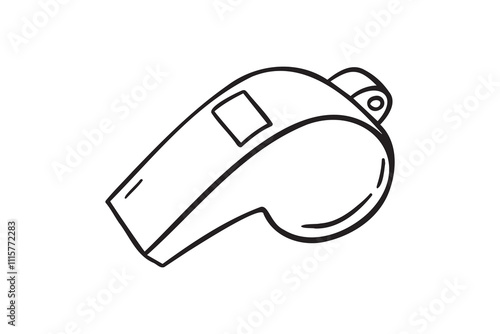 whistle doodle hand drawn icon. Outline drawing sport whistle line clipart symbol