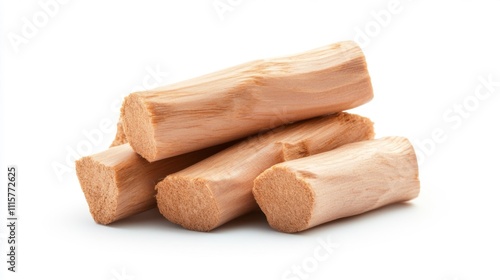 Wood Logs Mockup on White Background. Generative AI photo