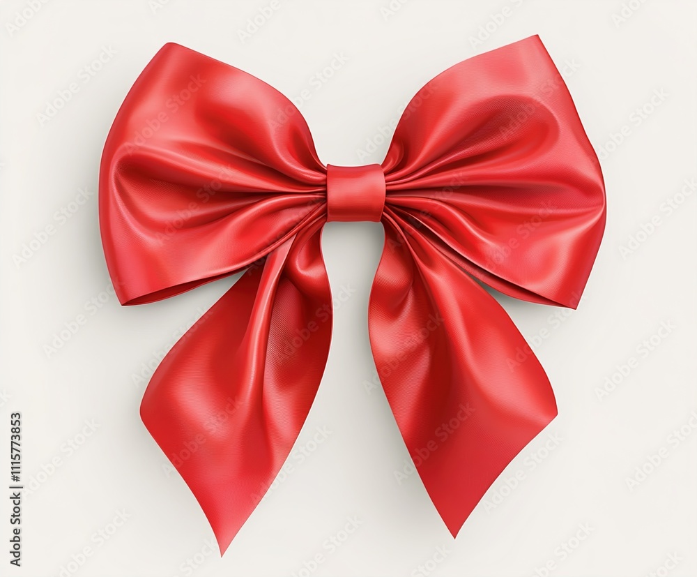 Fototapeta premium Bow isolated on white background. Vector Christmas red satin ribbon.illustration