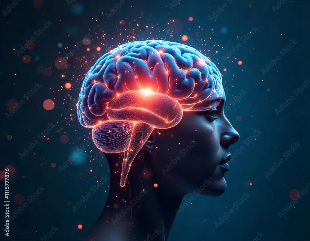 Obraz premium brain and technology concept. Mind and future 3d art 
