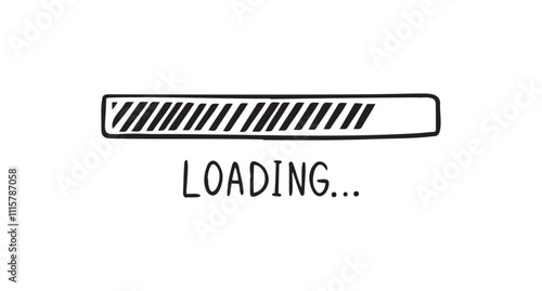 loading bar doodle hand drawn icon. Outline drawing loading bar line clipart symbol