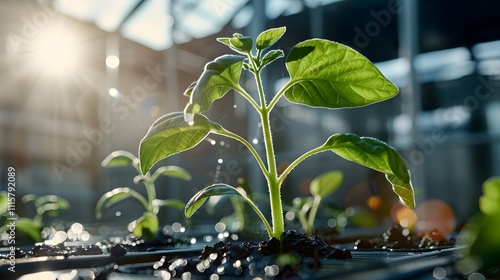 Advanced hydroponic greenhouse seedlings cultivating in a sustainable environment