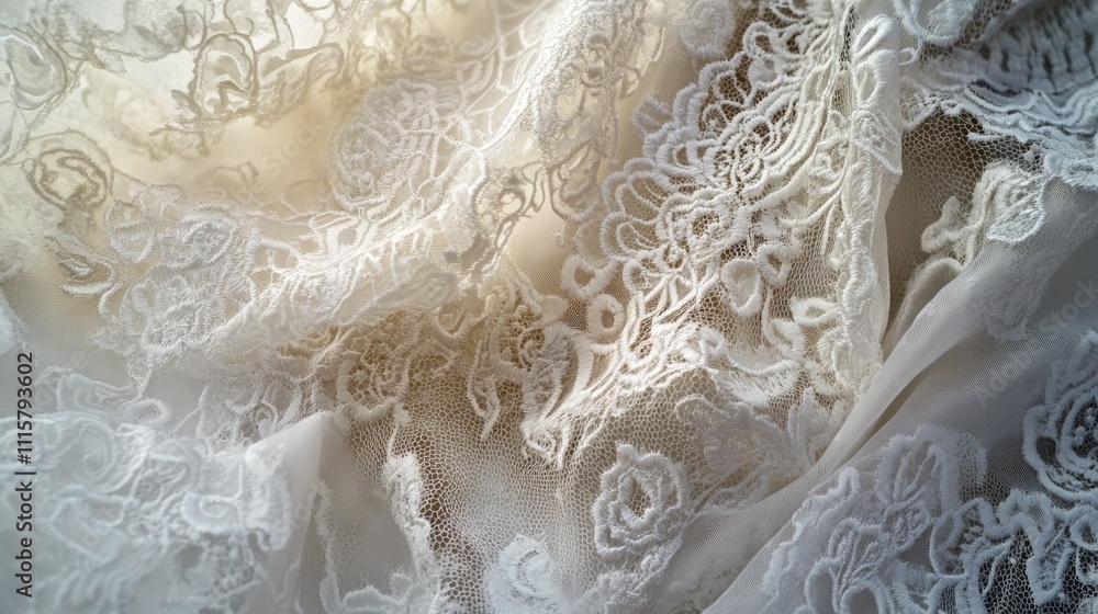 Intricate Lace Elegance, showcasing delicate lace patterns on a wedding dress, highlighting exquisite craftsmanship and timeless beauty for bridal and fashion marketing. Intricate Lace Elegance, showcasing delicate lace patterns on a wedding dress, highlighting exquisite craftsmanship and timeless beauty for bridal and fashion marketing.