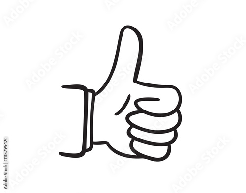  Thumb up hand gesture hand drawn doodle symbol. Drawing line thumb up sketch clipart icon. 