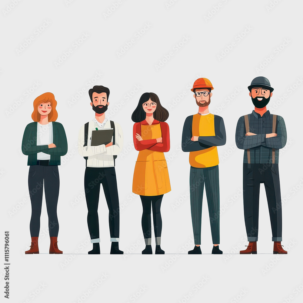 Obraz premium Diverse Group of Professionals Standing Together in a Modern Office Setting, Showcasing Unity and Collaboration Among Colleagues