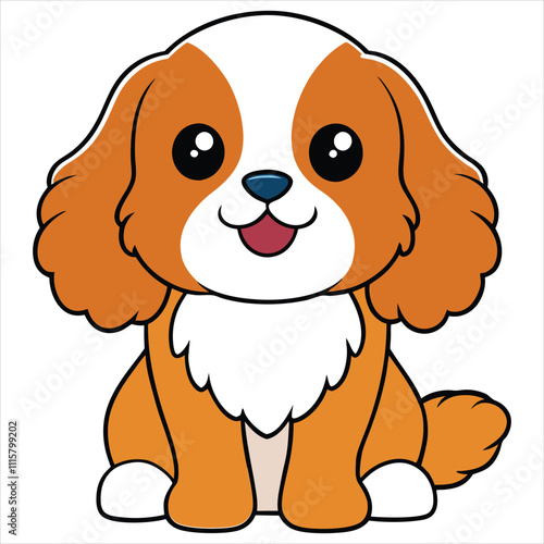 Cute Baby Toy Spaniel Dog Sitting Vector Illustration Design