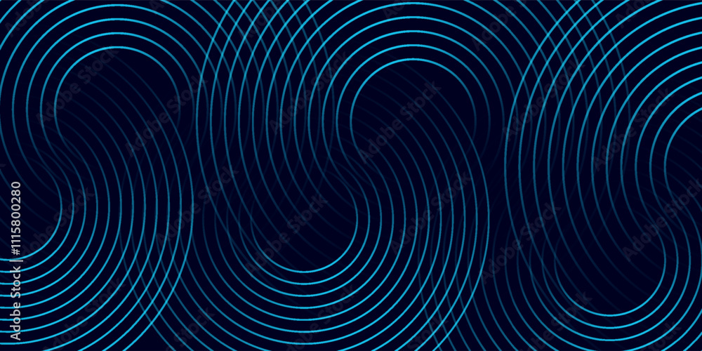 Abstract blue glowing geometric lines on dark blue background. Modern shiny blue circle lines pattern. Futuristic technology concept. Suit for cover, poster, banner, brochure, header, website Abstract blue glowing geometric lines on dark blue background. Modern shiny blue circle lines pattern. Futuristic technology concept. Suit for cover, poster, banner, brochure, header, website