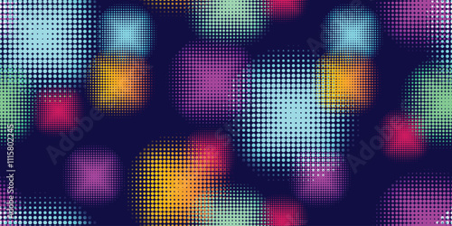 Geometric pattern bright abstract seamless background. fabric tissue endless reversible print. Circular dotted geometric shapes