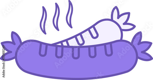 Sausage Icon Colored. Vector Illustration. Grilled Hot Sausages. Tasty Food. Fast Food Concept