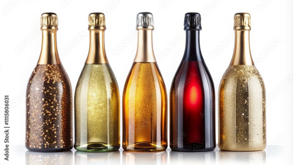 Elegant Sparkling Wine Bottles in Silhouette Against a White Background Perfect for Celebrations, Events, or Promotions Featuring Clipping Path for Design Flexibility Elegant Sparkling Wine Bottles in Silhouette Against a White Background Perfect for Celebrations, Events, or Promotions Featuring Clipping Path for Design Flexibility