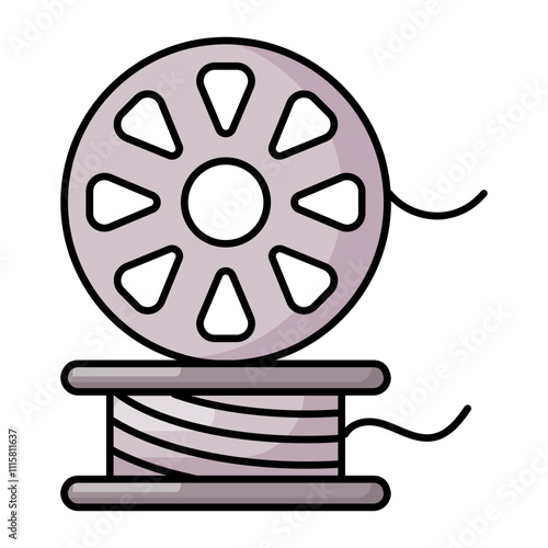 Sewing Machine Bobin concept, cylinder or spindle on which yarn  thread wound colorline vector, Bespoke tailoring symbol, custom measure clothing sign,Sew and Tailor materials stock illustration