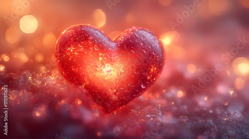 Warm romantic background with heart patterns, soft pink hues, and gentle lighting effects