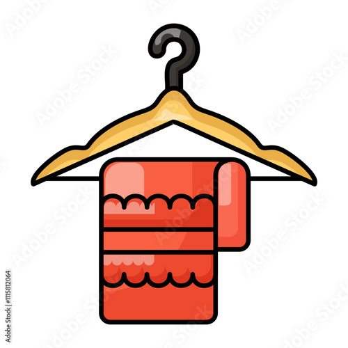 Prewashing the Fabric concept, sewing preparations step 1 colorline vector, Bespoke tailoring symbol, custom measure clothing sign,Sew and Tailor materials stock illustration