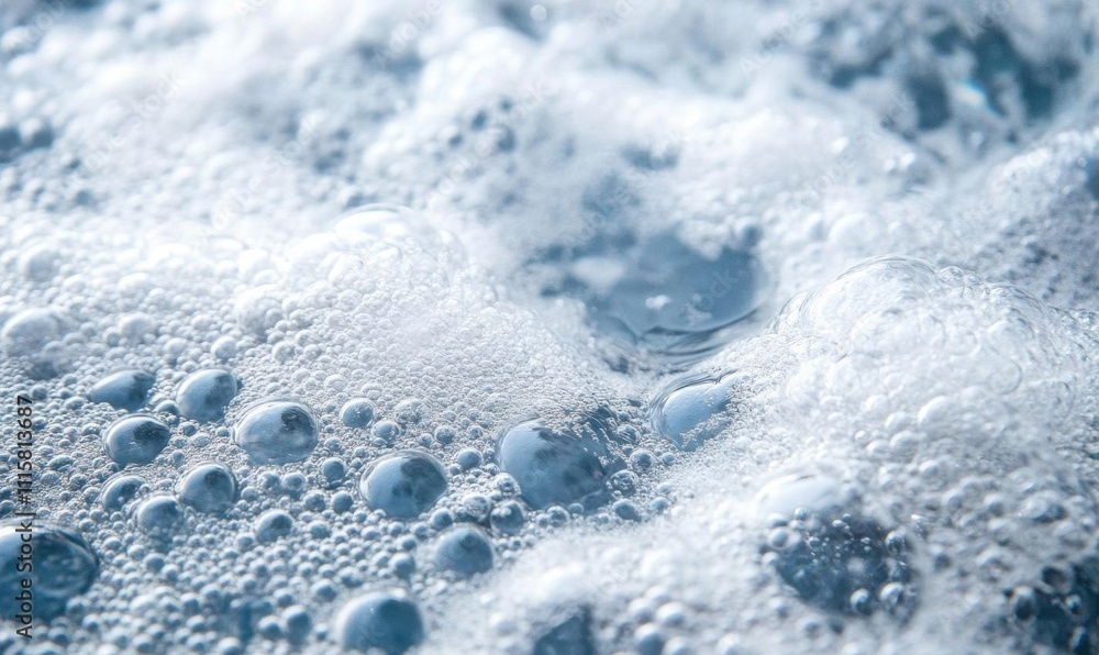 Obraz premium Close-up of bubbles in water, creating a frothy texture.