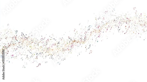 A colorful swirl of musical notes creating a dynamic, artistic representation of music.