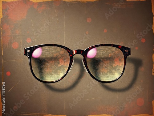 A pair of glasses is drawn on a grunge background