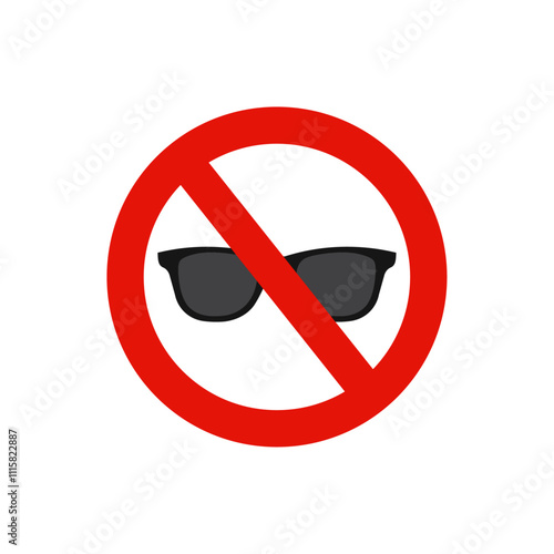 No glasses, do not wear sunglasses or take off the sunglasses sign