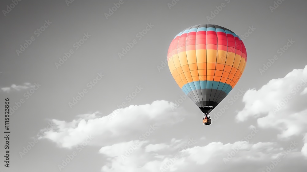 Naklejka premium A hot air balloon flying in the sky.