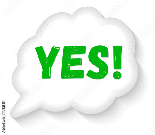 Yes comic text lettering bright cartoon retro pop art style vector