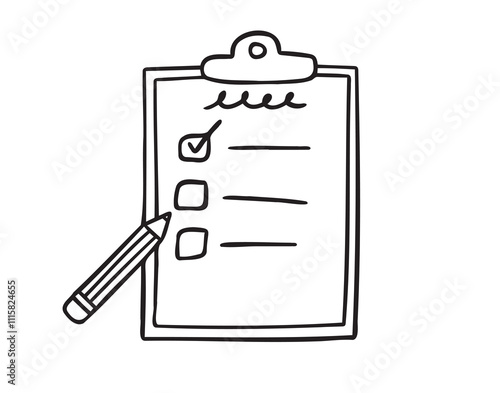 task to do list pen clipboard. mission work duty project single isolated doodle hand drawn. Outline drawing to do list