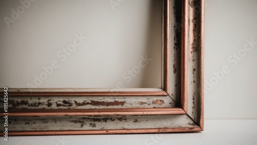 Vintage Wooden Picture Frame with Distressed Copper Finish.