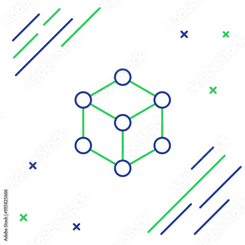 Line Molecule icon isolated on white background. Structure of molecules in chemistry, science teachers innovative educational poster. Colorful outline concept. Vector