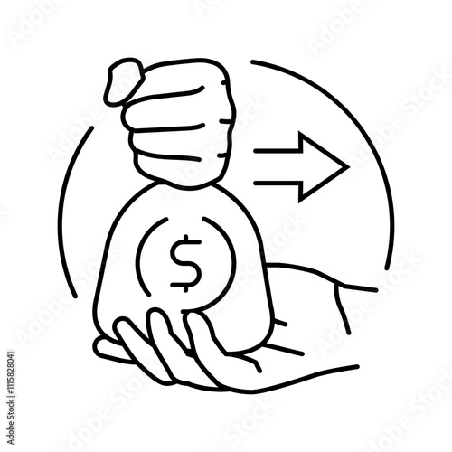 kickback money business cash line icon vector. kickback money business cash sign. isolated contour symbol black illustration
