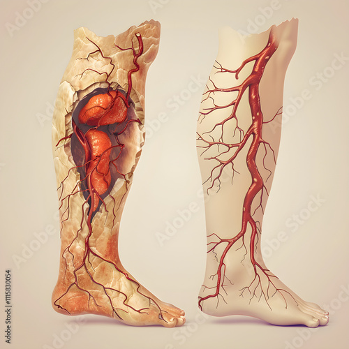 Comparative Illustration between Healthy Veins and Varicose Veins and Its Treatment Procedure