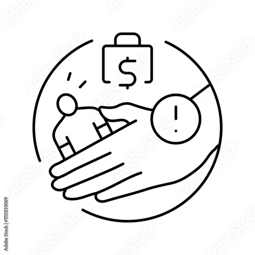 abuse power money business cash line icon vector. abuse power money business cash sign. isolated contour symbol black illustration