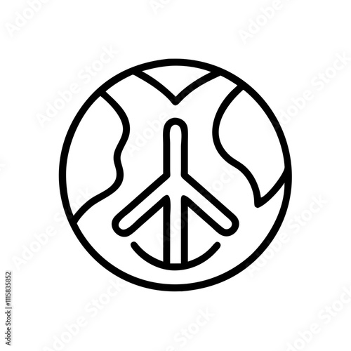 World peace symbol with globe illustration for World Peace Day celebration and harmony