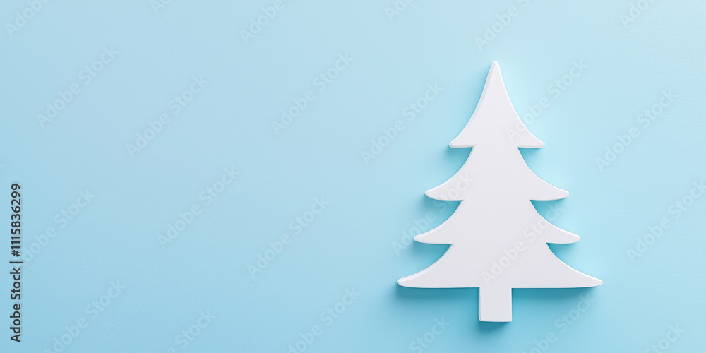 Obraz premium christmas tree in blue and white background, minimalist design, new year background