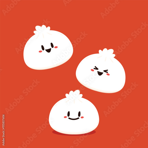 Chinese Steam Bun illustration vector. Asian food vector illustration. Baozi or bao is Chinese food.
