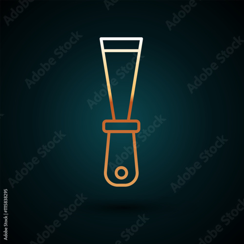 Gold line Putty knife icon isolated on dark blue background. Spatula repair tool. Spackling or paint instruments. Vector