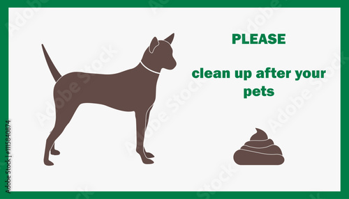 No poop zone for dogs. Please clean up after your pet. Isolated vector illustration over white background.