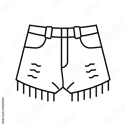 ripped denim shorts diy fashion handmade line icon vector. ripped denim shorts diy fashion handmade sign. isolated contour symbol black illustration