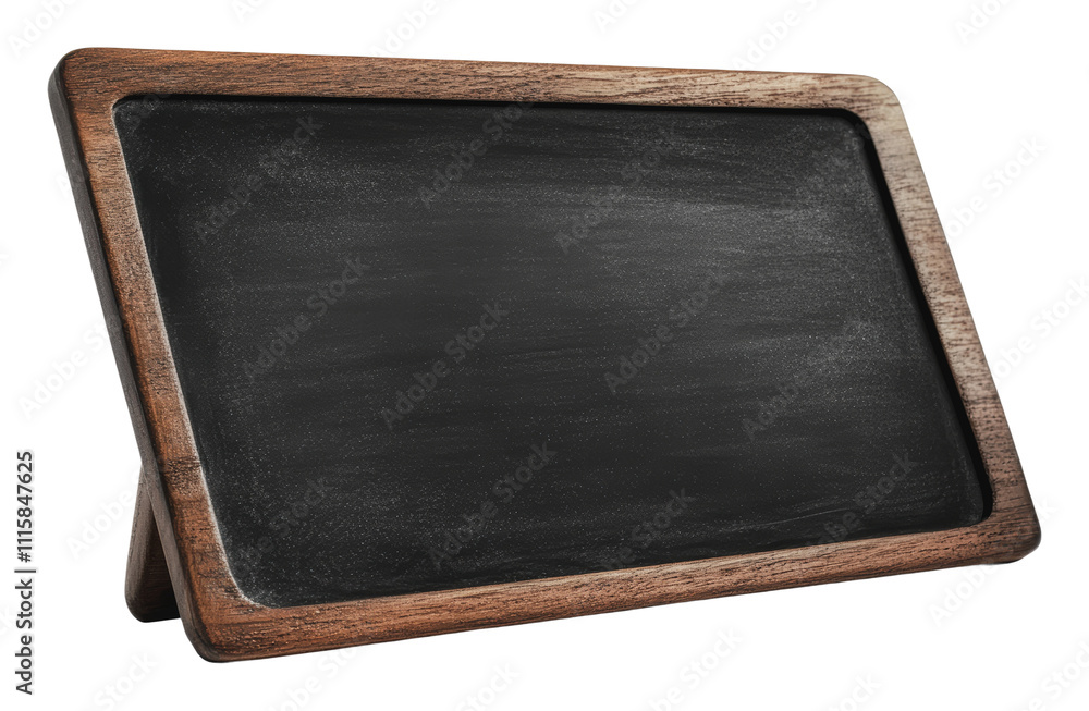 Fototapeta premium Chalkboard on a wooden stand for menus or notes, cut out - stock png.