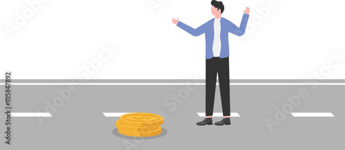 The businessman is ecstatic to find a treasure chest on his way to the jackpot, surprise or accident,
